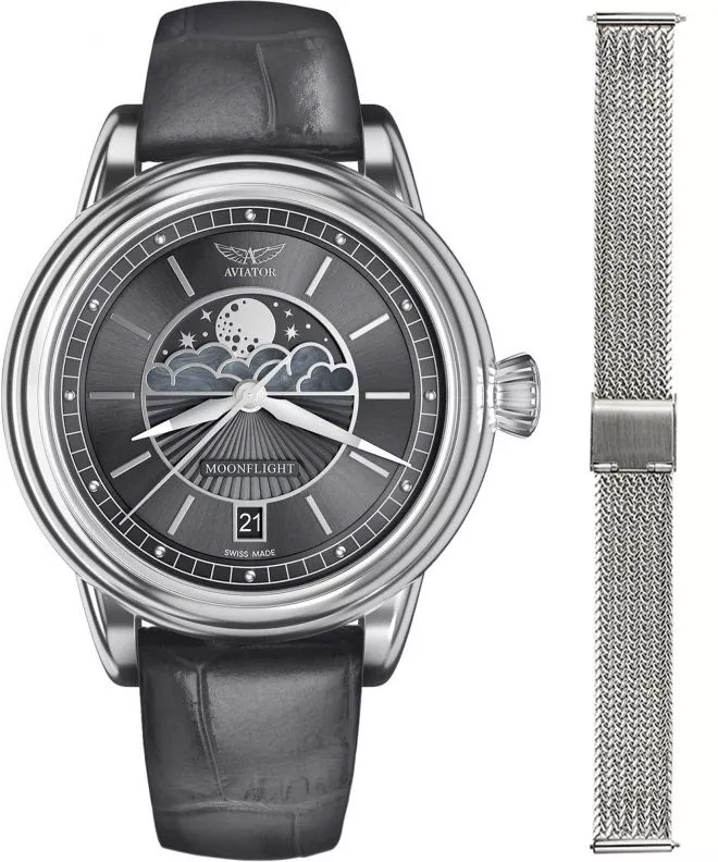Reloj para mujeres Aviator Douglas Moonflight + bransoleta Morellato V.1.33.0.254.4-W-SET