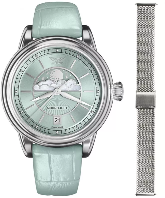 Reloj para mujeres Aviator Douglas Moonflight + bransoleta Morellato V.1.33.0.261.4-W-SET
