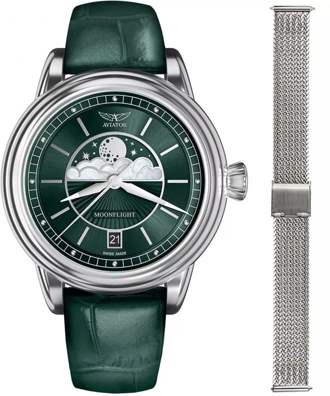 Reloj para mujeres Aviator Douglas Moonflight + bransoleta Morellato V.1.33.0.262.4-W-SET