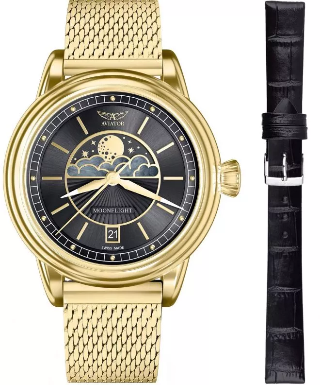 Reloj para mujeres Aviator Douglas Moonflight Limited Edition + correa Aviator V.1.33.1.344.5-SET