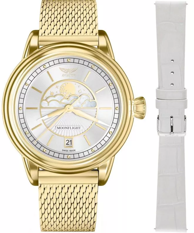 Reloj para mujeres Aviator Douglas Moonflight Limited Edition + correa Aviator V.1.33.1.343.5-SET