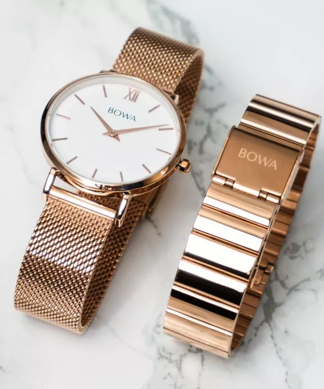 Reloj para mujeres BOWA London White Rose-Gold 33 SET LO337-27-167M