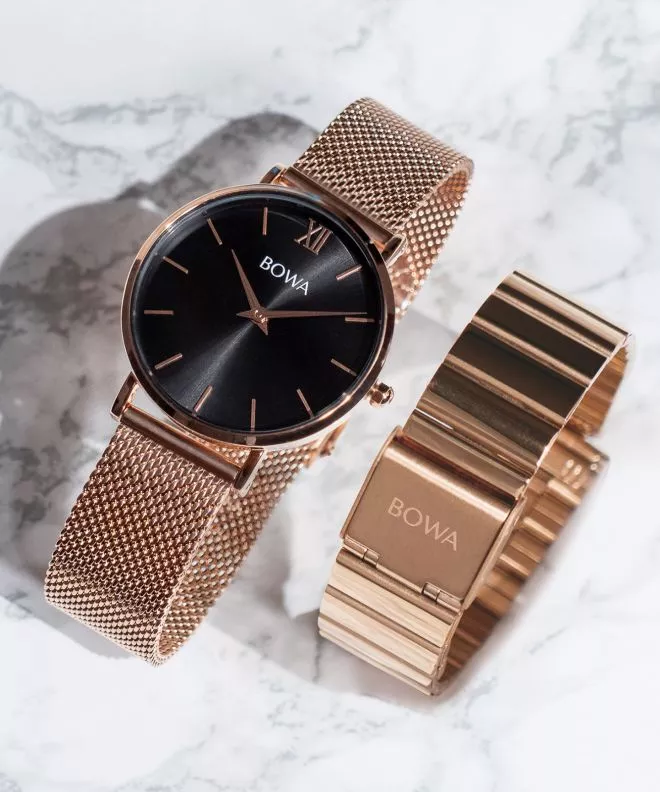 Reloj para mujeres BOWA London Black Rose-Gold 33 SET LO337-17-167M