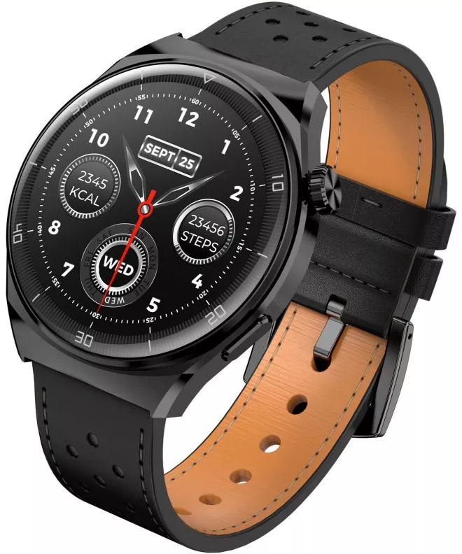 Smartwatch para hombres Garett V12 Black Leather 5904238485613