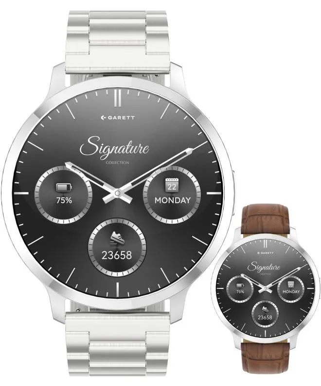 Smartwatch para hombres Garett Signature Edge Silver Solid SET 5904238485163