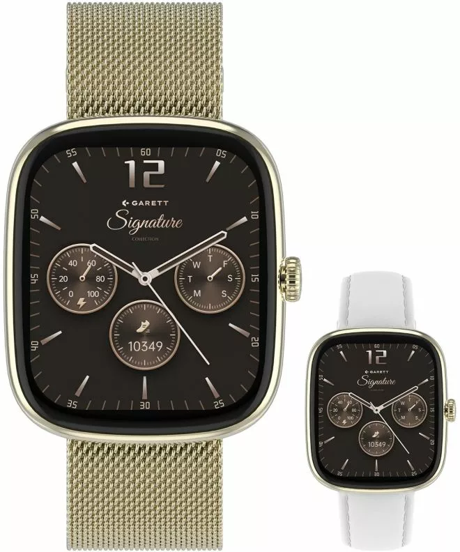 Smartwatch para mujeres Garett Signature Flow Gold Mesh SET 5904238485033