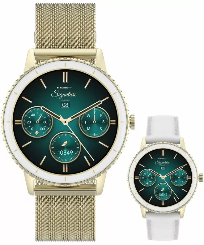 Smartwatch para mujeres Garett Signature Grace Gold Mesh SET 5904238485057