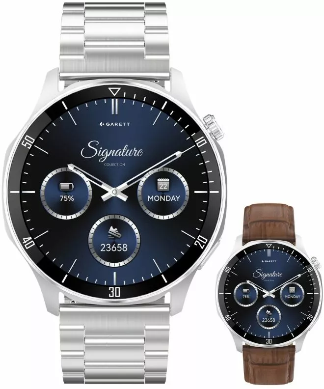 Smartwatch para hombres Garett Signature Prime Silver Solid SET 5904238485132
