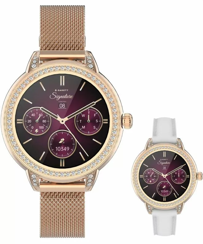 Smartwatch para mujeres Garett Signature Stella Rose Gold Mesh SET 5904238485118