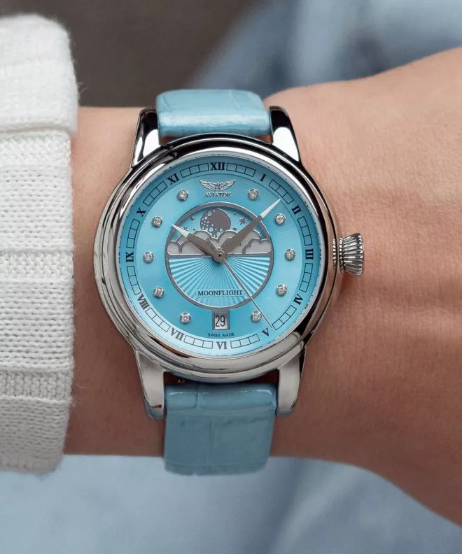 Reloj para mujeres Aviator Douglas Moonflight Ice Blue Diamonds Limited Edition V.1.33.0.359.4