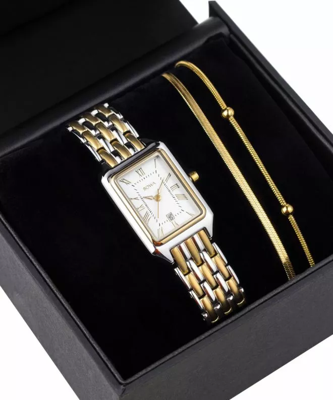 Reloj para mujeres BOWA Barcelona Pearl Gold Steel 23 Gift Set BC2345-154-148S-419-01