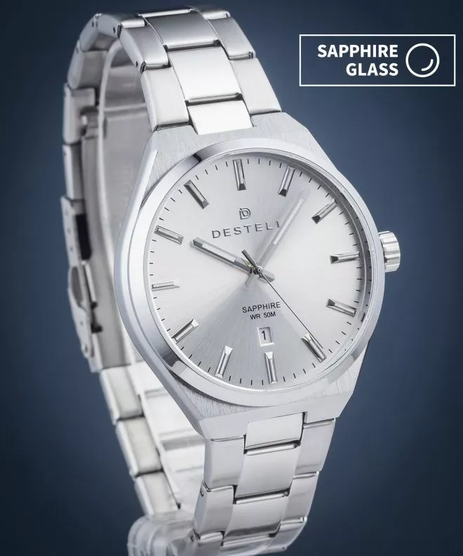 Reloj para hombres DESTELL Aries Full Silver Steel Sapphire AR405-25-205S