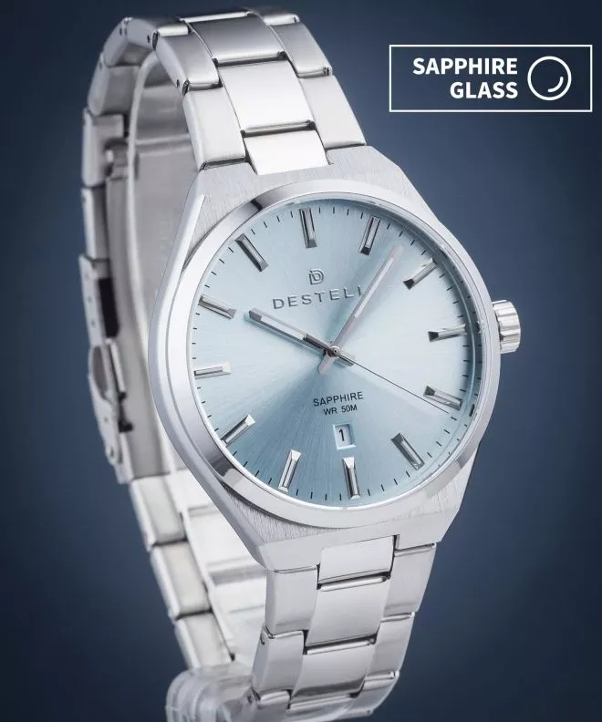 Reloj para hombres DESTELL Aries Ice Blue Silver Steel Sapphire AR405-95-205S