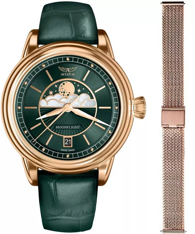Reloj para mujeres Aviator Douglas Moonflight + bransoleta Morellato V.1.33.2.263.4-W-SET