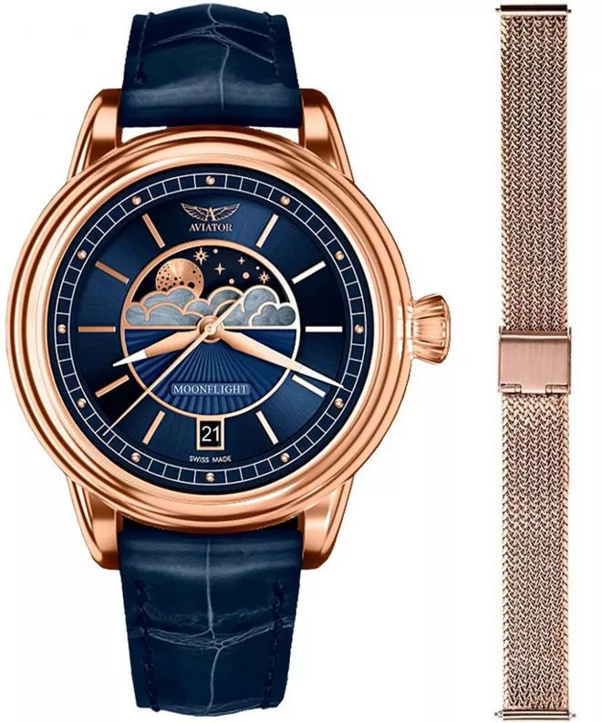 Reloj para mujeres Aviator Moonflight + bransoleta Morellato V.1.33.2.256.4-W-SET