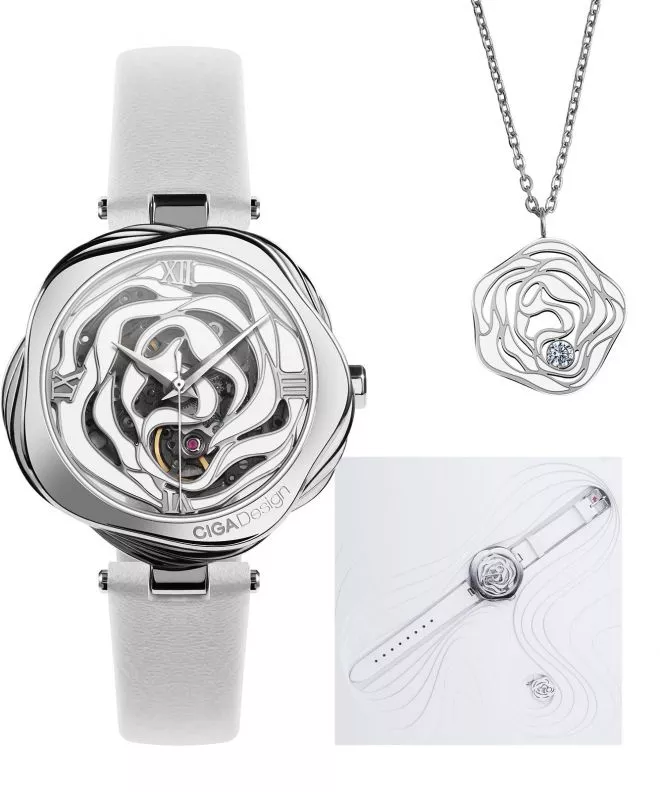 Reloj para mujeres Ciga Design R Danish Rose Skeleton Automatic R022-SISI-W1