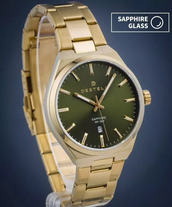 Reloj para hombres DESTELL Aries Green Gold Steel Sapphire AR404-04-204S