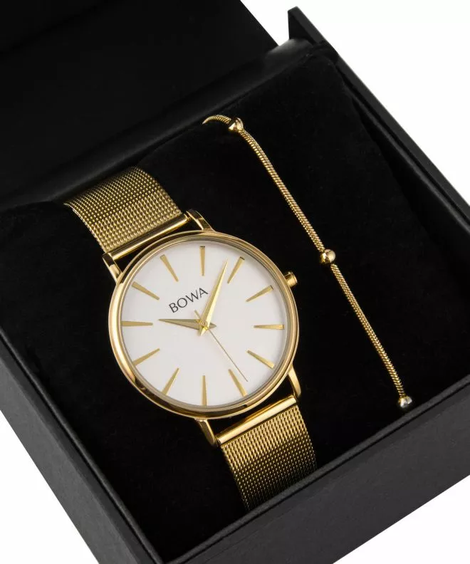 BOWA Praha Silver-Gold Mesh 38 Gift Set (reloj + pulsera) PH384-54-184M-419-04