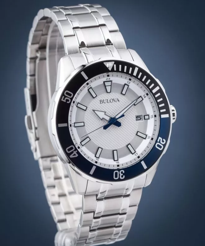 Reloj para hombres Bulova Diver White Steel 100m 98B349