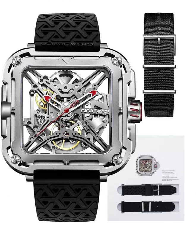 Reloj para hombres Ciga Design X Series Gorilla Silver Skeleton Automatic X011-SISI-W25BK