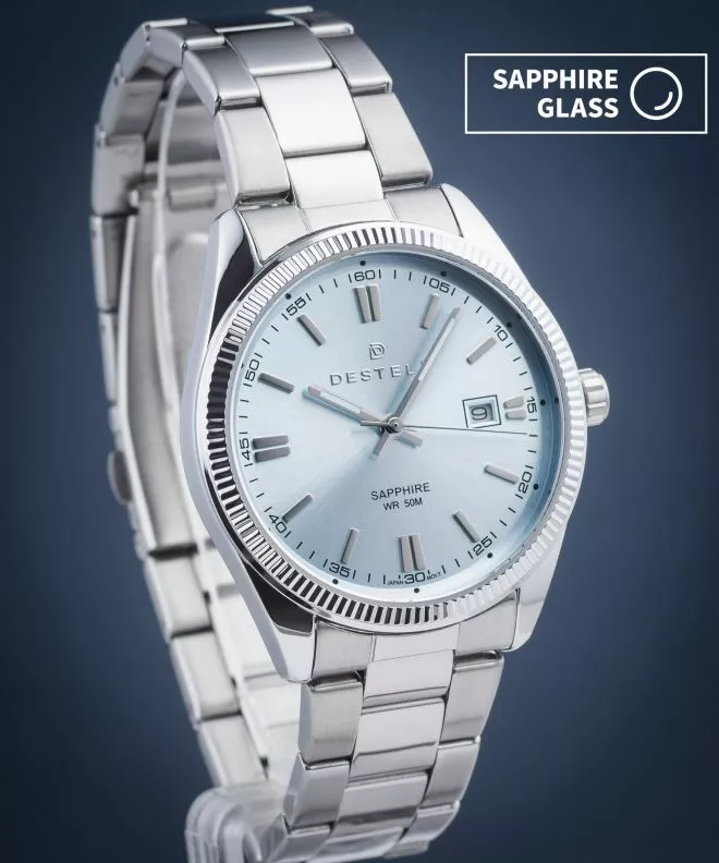 Reloj para hombres DESTELL Loup Ice Blue Silver Steel Sapphire LU3855-95-205S