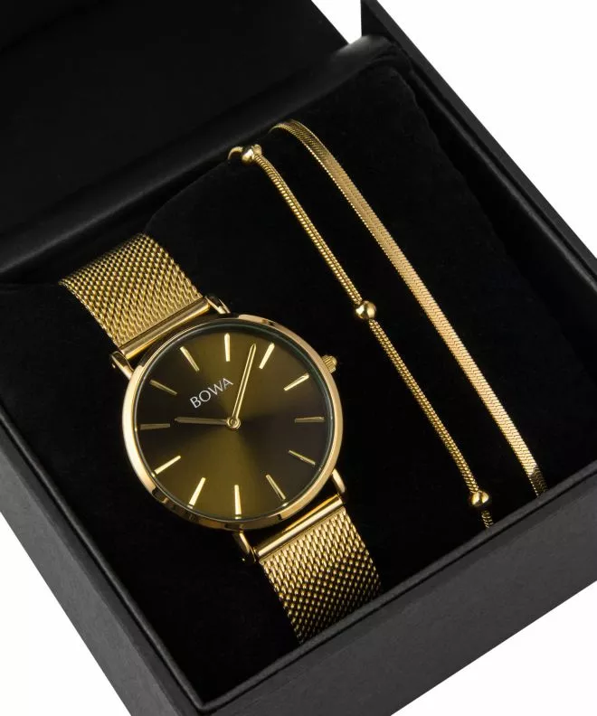 BOWA New York Petite Green-Gold Mesh 34 Gift Set (reloj + pulsera) NY344-04-184M-419-01