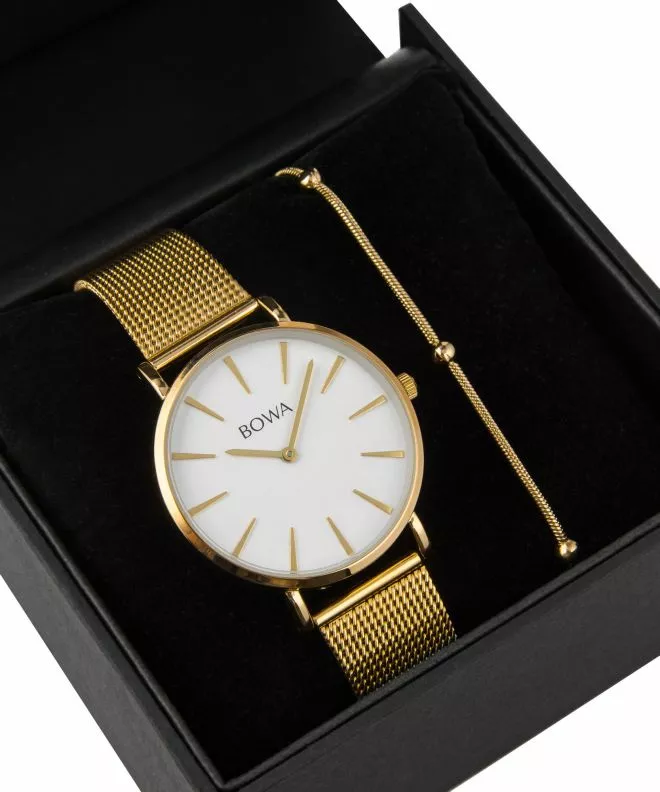 BOWA New York White-Gold Mesh 38 Gift Set (reloj + pulsera) NY384-24-184M-419-04