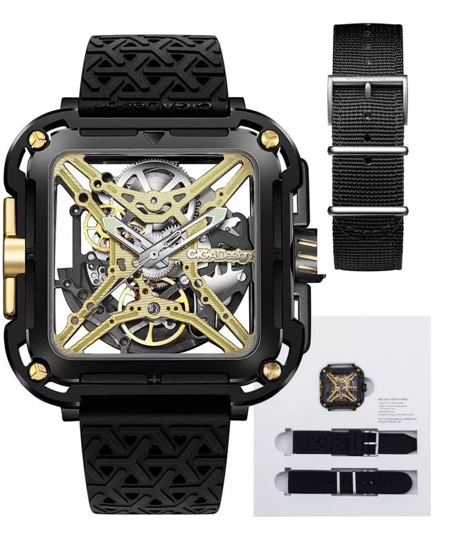Reloj para hombres Ciga Design X Series Gorilla Black DLC & Gold Titanium Automatic X021-BLGO-W25BK
