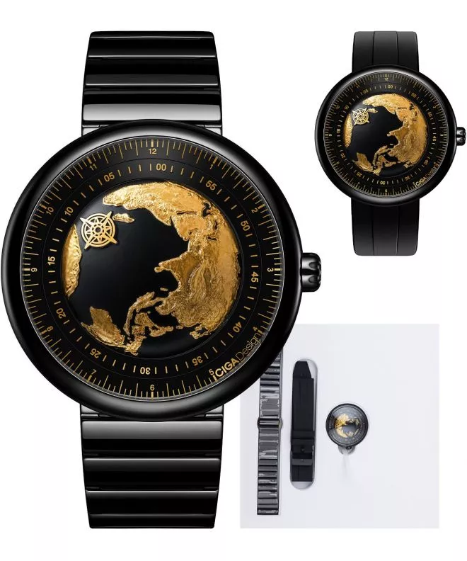 Reloj para hombres Ciga Design U Blue Planet Gilding Version Early Bird U031-BG01-W6B7B