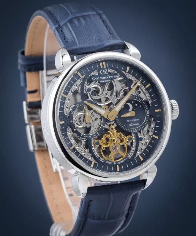 Reloj para hombres Carl von Zeyten Neukirch Sun & Moon Skeleton Automatic CVZ0005BLGS