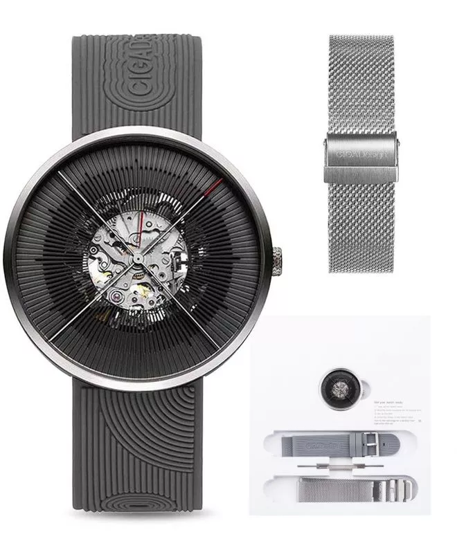 Reloj para hombres Ciga Design J Series Zen Karesansui Automatic Mechanical Skeleton SET J011-SIBL-W35
