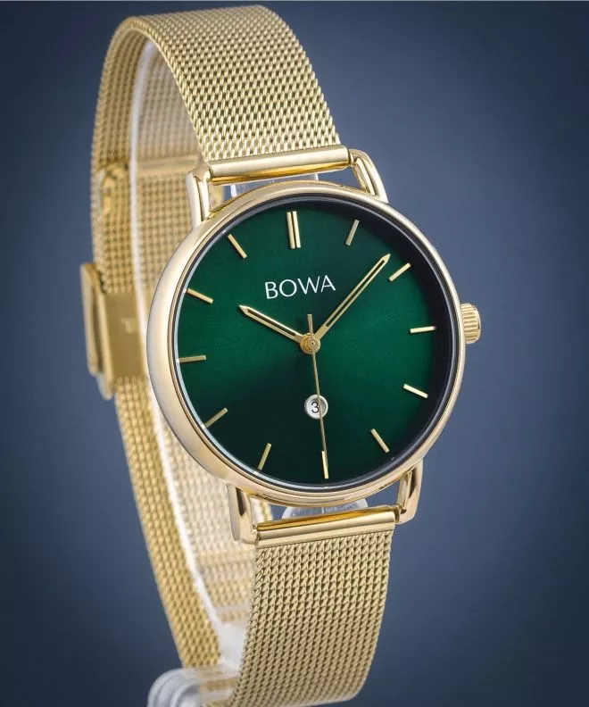 Reloj para mujeres BOWA Milan Green Gold Mesh 34 MI344-04-164M