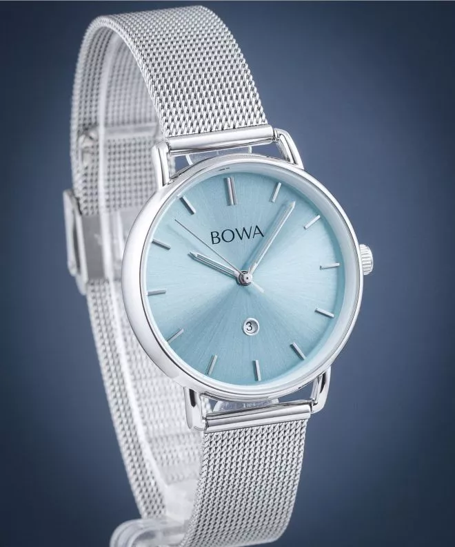 Reloj para mujeres BOWA Milan Ice-Blue Silver Mesh 34 MI345-95-165M