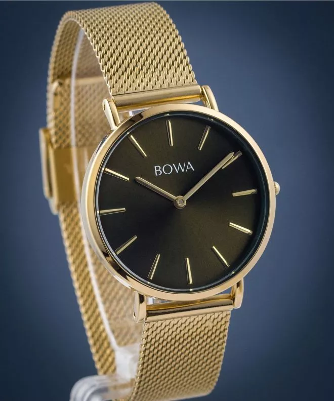 Reloj para mujeres BOWA New York Petite Green-Gold Mesh 34 NY344-04-184M