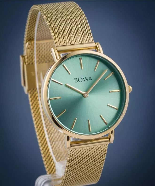 Reloj para mujeres BOWA New York Petite Mint-Gold Mesh 34 NY344-114-184M