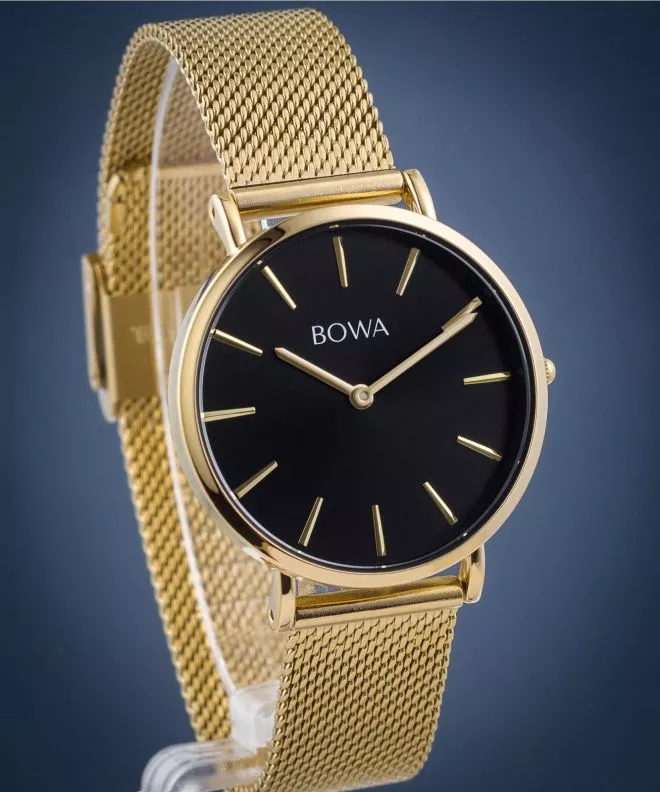 Reloj para mujeres BOWA New York Petite Black-Gold Mesh 34 NY344-14-184M