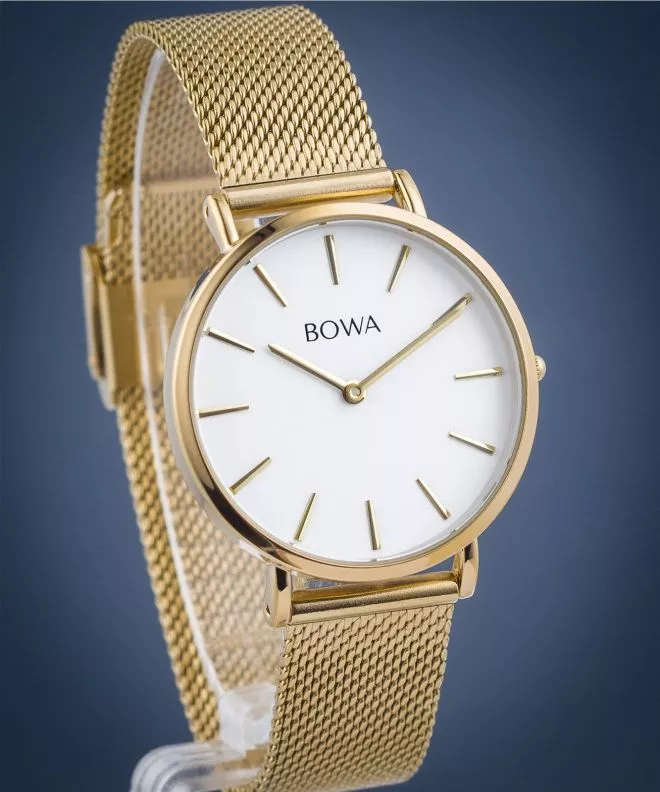 Reloj para mujeres BOWA New York Petite White-Gold Mesh 34 NY344-24-184M