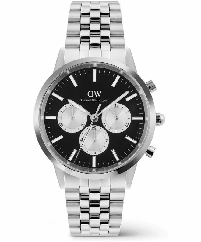 Reloj para hombres Daniel Wellington Iconic Arch 5-Link Onyx Panda Silver Chronograph DW00100873