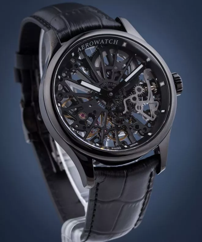Reloj para hombres Aerowatch Renaissance Skeleton Cobweb 50981-NO17