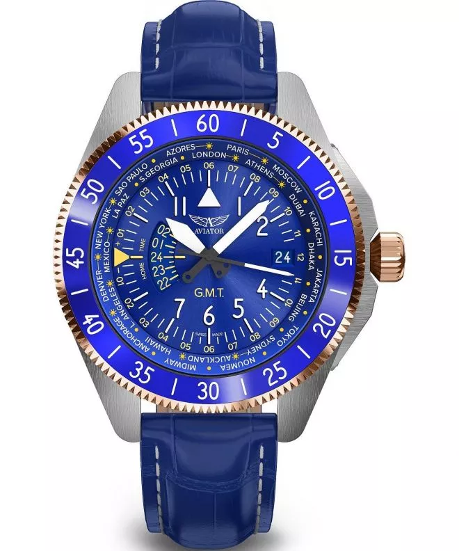 Reloj para hombres Aviator Airacobra GMT V.1.37.3.308.4