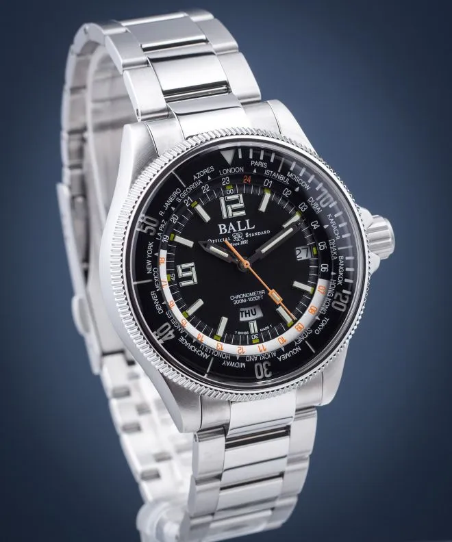 Reloj para hombres Ball Engineer Master II Diver Worldtime Automatic DG2232A-SC-BK