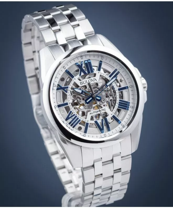 Reloj para hombres Bulova Skeleton Automatic Open Heart 96A187
