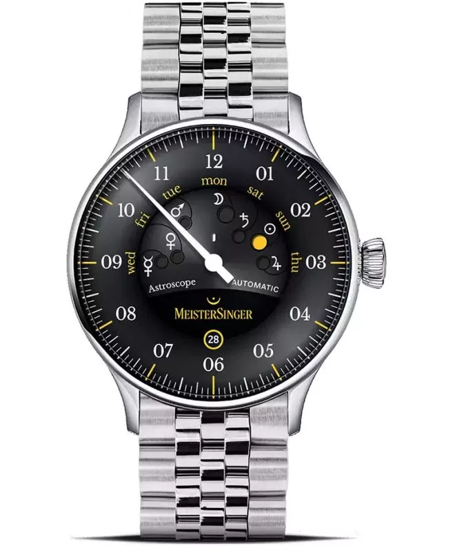 Reloj para hombres Meistersinger Astroscope Black/Yellow Automatic Limited Edition S-AS902Y_MGB20