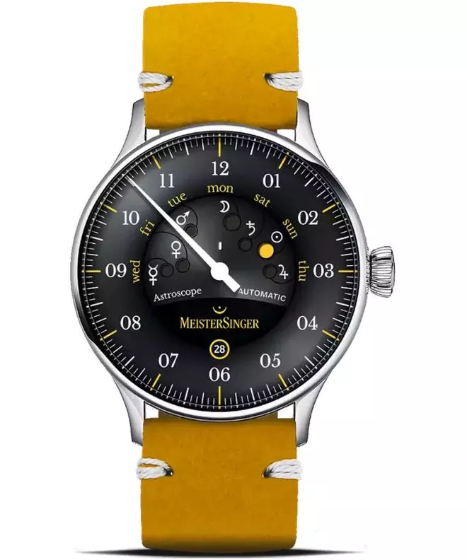 Reloj para hombres Meistersinger Astroscope Black/Yellow Automatic Limited Edition S-AS902Y_SVSL018