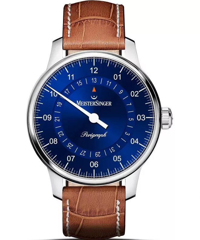 Reloj para hombres Meistersinger Perigraph - 38mm Sunburst Blue BM1108_SG013W