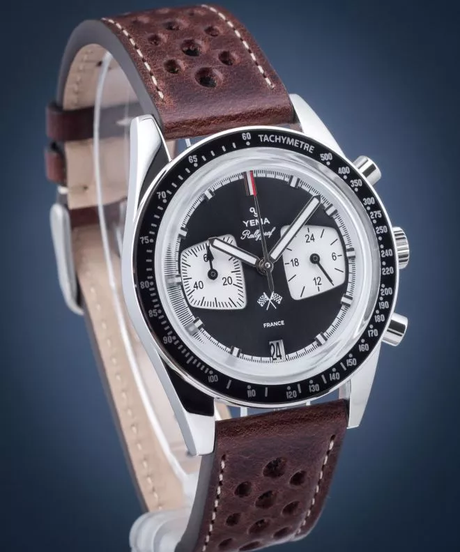 Reloj para hombres Yema Rallygraf Blue Tarmac Leather YMHF1572-GU