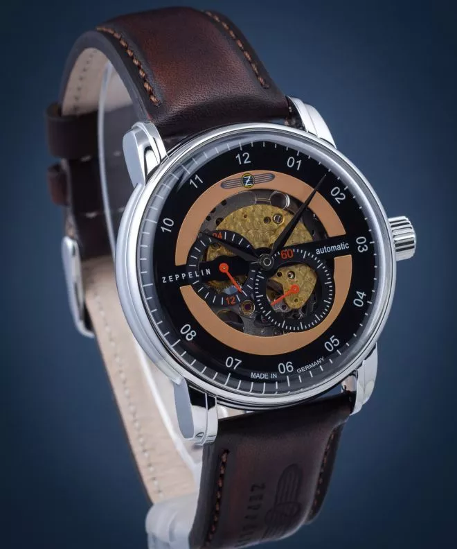 Reloj para hombres Zeppelin New Captain's Line Skeleton Automatic 8664-5