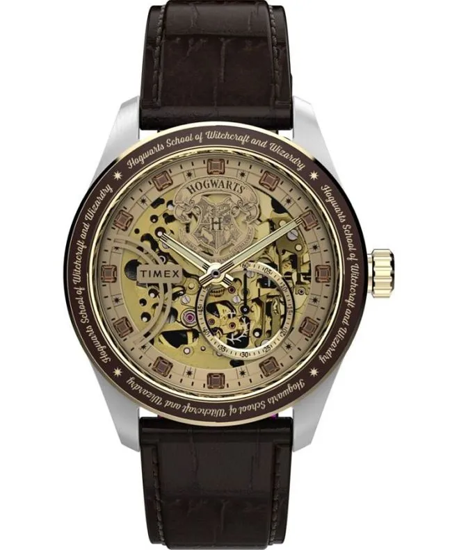 Reloj para hombres Timex Harry Potter X Waterbury 39mm Leather Strap Automatic Skeleton TW2Y75500