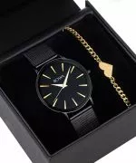 Reloj para mujeres BOWA Praha Black-Gold Mesh 38 Gift Set