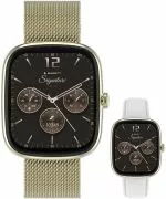 Smartwatch para mujeres Garett Signature Flow Gold Mesh SET